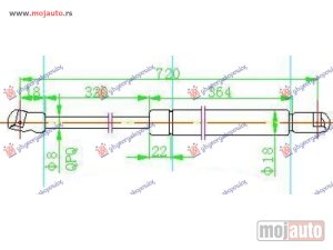 NOVI: delovi  AMORTIZER HAUBE (722L-180N) Audi a6 04-08 -dostupno
