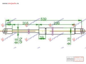 NOVI: delovi  AMORTIZER GEPEK VRATA (540L-520N) Opel meriva 03-10 -dostupno