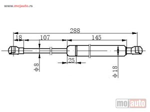 NOVI: delovi  AMORTIZER HAUBE (288L-260N) Peugeot 207 06-14 -dostupno