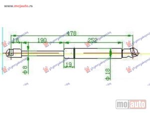 NOVI: delovi  AMORTIZER GEPEK VRATA (480L-550N) Vw golf plus 04-09 -dostupno