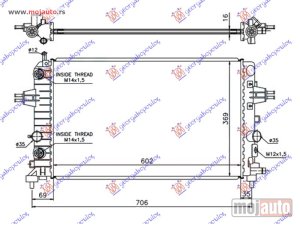 NOVI: delovi  HLADNJAK MOTORA 1.6/1.8 (+/-AC) BENZIN (AUTO) (600x360x16) (LEMLJEN SPOJ) Opel zafira 05-12 -dostupno
