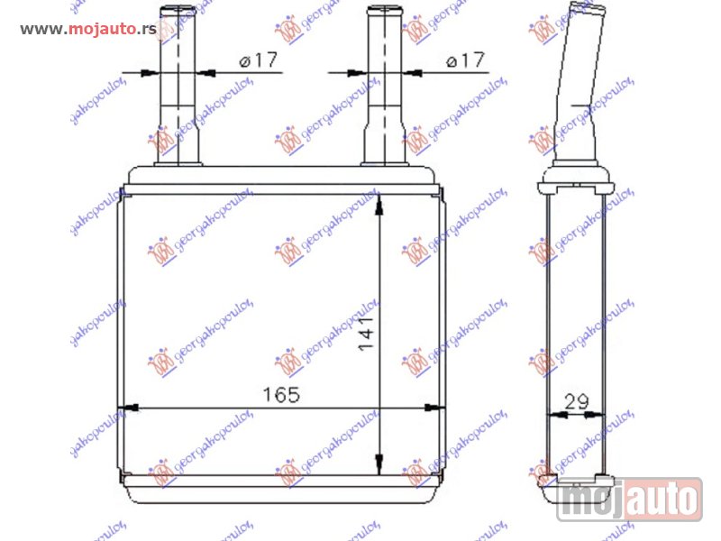 Glavna slika -  GREJAC KABINE (140x165x26) Hyundai atos prime 99-03 -dostupno - MojAuto
