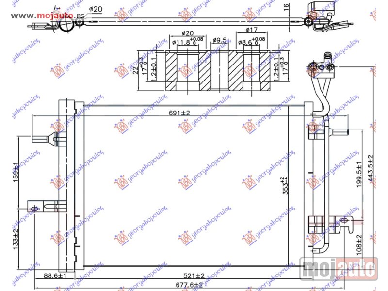Glavna slika -  HLADNJAK KLIME 1.4/1.6/1.8 BENZIN (484x353x16) 09- Opel meriva 03-10 -dostupno - MojAuto