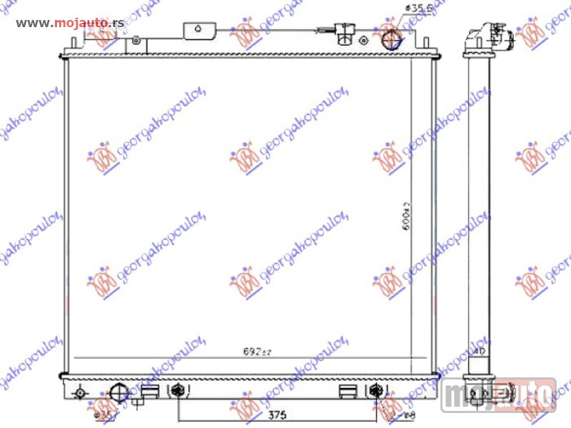 Glavna slika -  HLADNJAK MOTORA 3.0 dCi DIZEL (MAN/AUTO) (600x690x40) Nissan p/u (d40) navara 2wd-4wd 05-10 -dostupno - MojAuto