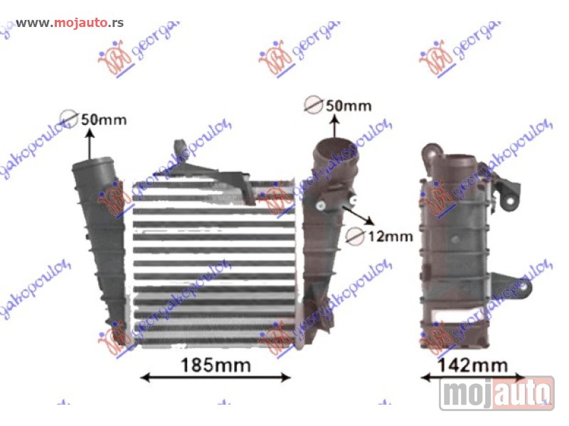 Glavna slika -  HLADNJAK INTERKULERA 1.8 TURBO BENZIN - 1.4-1.9 TDi DIZEL (185x190x65) Vw fox 05-11 -dostupno - MojAuto