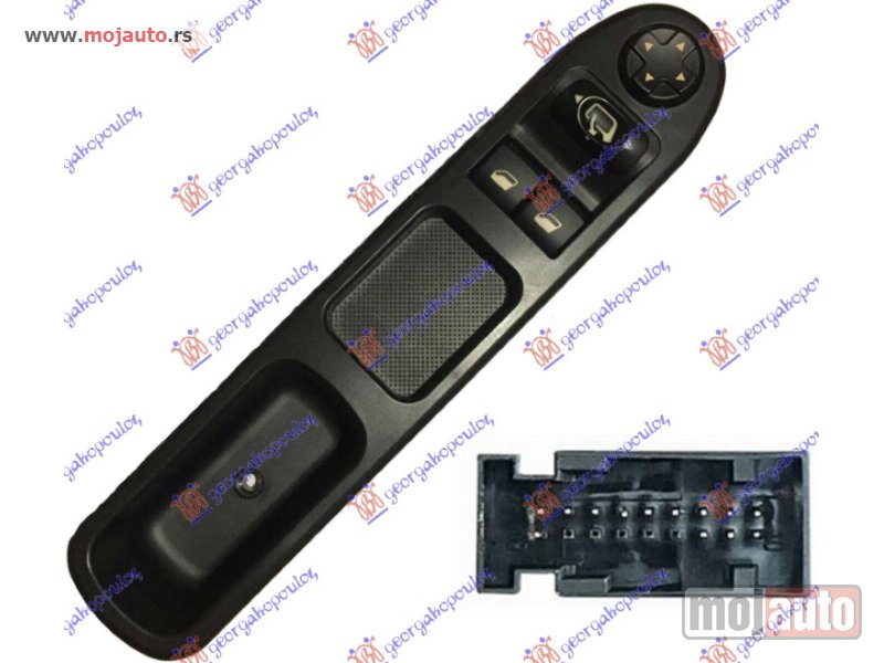 Glavna slika -  PREKIDAC U PREDNJIM VRATIMA (2 TASTERA) (ELEKTRO-SKLOPIV RETROVIZOR) (13 PIN) Levo Peugeot 207 06-14 -dostupno - MojAuto