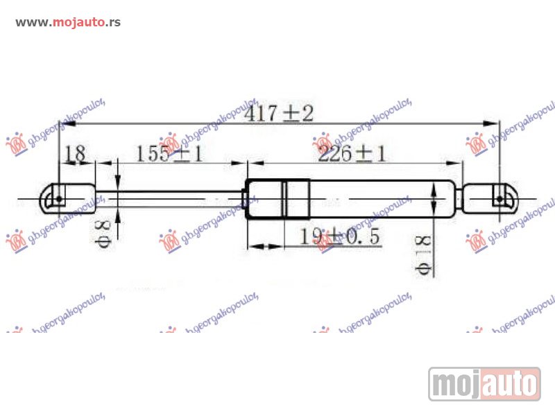 Glavna slika -  AMORTIZER GEPEK VRATA 3/5 VRATA (417L-500N) Renault megane sdn-h/b-l/b 02-05 -dostupno - MojAuto