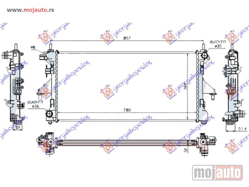 Glavna slika -  HLADNJAK MOTORA 2.2/2.3/3.0 JTD DIZEL (MAN) (+/-AC) (780x380x26) (LEMLJEN SPOJ) Fiat ducato 06-14 -dostupno - MojAuto
