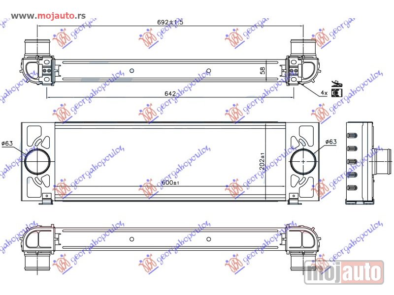 Glavna slika -  HLADNJAK INTERKULERA 2.2-3.2 TDCI (600x202x58) Ford transit 06-13 -dostupno - MojAuto