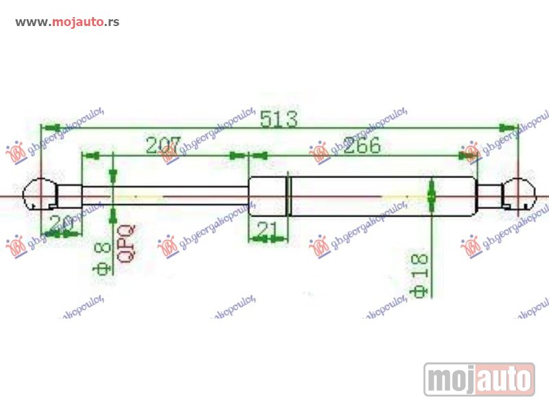 Glavna slika -  AMORTIZER GEPEK VRATA (513L-585N) Renault laguna 00-07 -dostupno - MojAuto