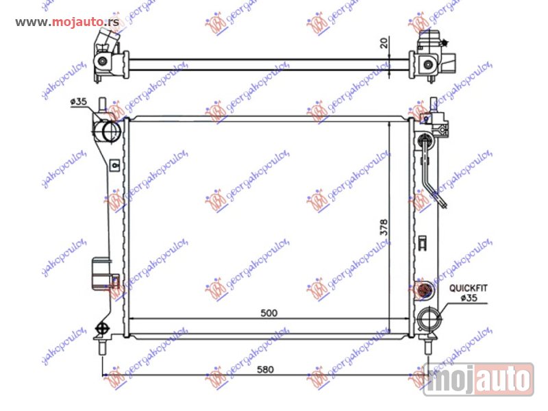 Glavna slika -  HLADNJAK MOTORA 1.2/1.4/1.6i BENZIN (AUTO) (500x380x26) Hyundai i20 08-12 -dostupno - MojAuto