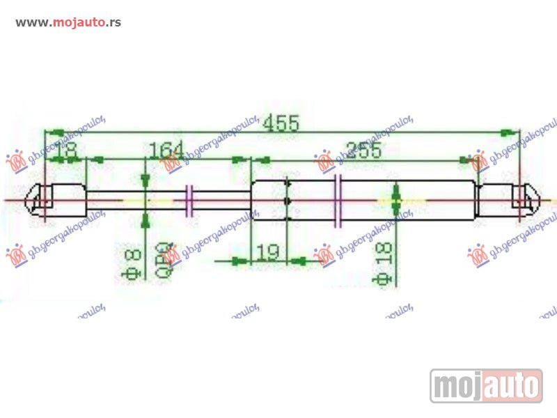 Glavna slika -  AMORTIZER GEPEK VRATA 5 VRATA (455L-380N) Fiat punto 03-11 -nedostupno - MojAuto