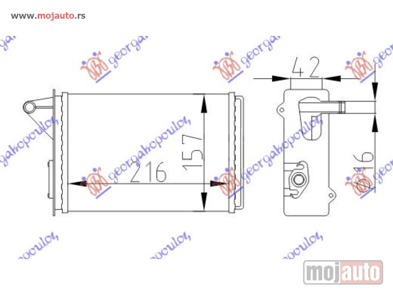 Glavna slika -  GREJAC KABINE 216x157 (BEZ PREKIDACA) Fiat uno 83-89 -dostupno - MojAuto