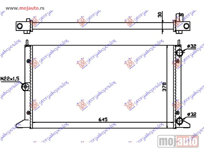 Glavna slika -  HLADNJAK MOTORA 2.0i 8V 1.9TD (64.5x37.8) -00 Seat alhabra 95-10 -dostupno - MojAuto