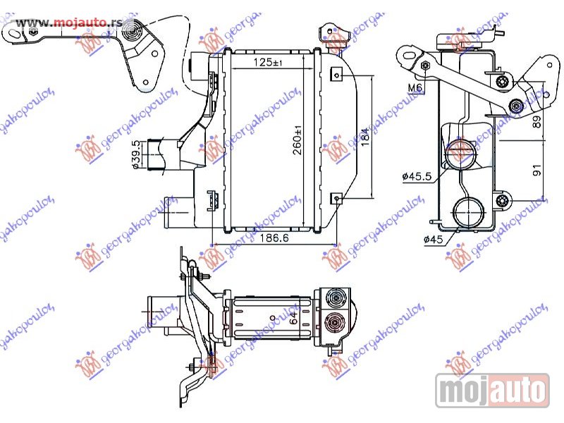 Glavna slika -  HLADNJAK INTERKULERA 1.4 D4D (125x260x64) (CEO ALUMINIJUM) Toyota corolla (e 12) h/b-l/b 04-06 -dostupno - MojAuto