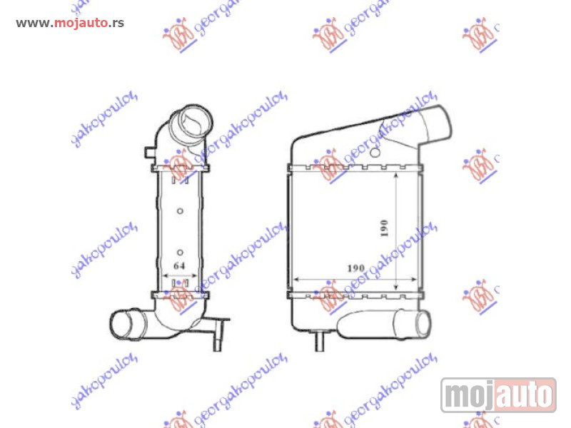 Glavna slika -  HLADNJAK INTERKULERA 1.2 TCE BENZIN - 1.5 DCi DIZEL (183x189x64) BRZA SPOJNICA - SRAF Renault twingo 07-12 -dostupno - MojAuto