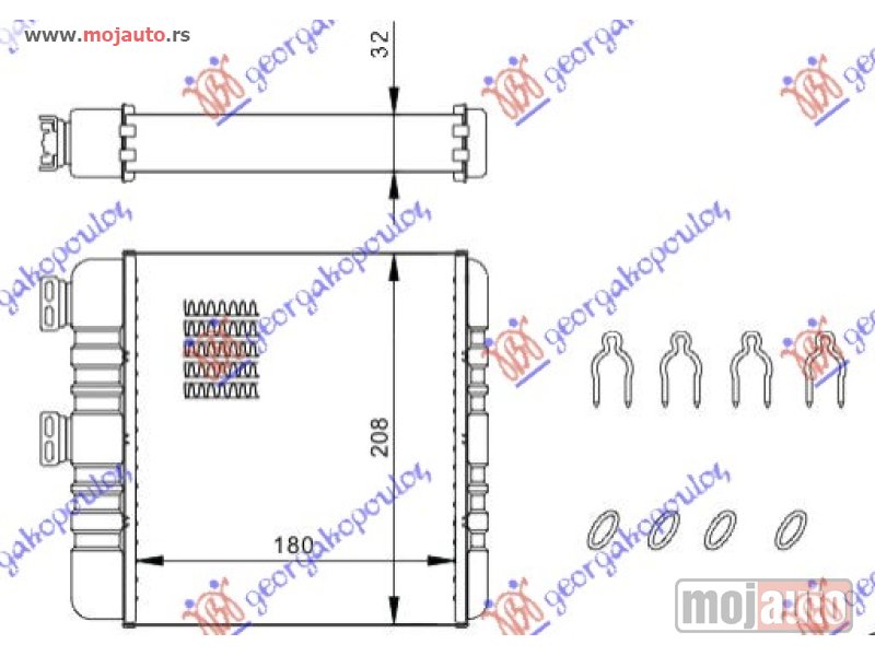 Glavna slika -  GREJAC KABINE (180x208) (TIP BEHR) (KOMPLET) Opel astra g 98-04 -dostupno - MojAuto
