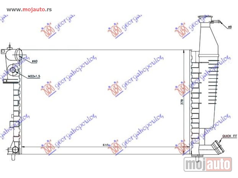 Glavna slika -  HLADNJAK MOTORA 1.4/1.6/1.8 (+/-AC) (61x37.7x23) Peugeot partner 96-02 -dostupno - MojAuto