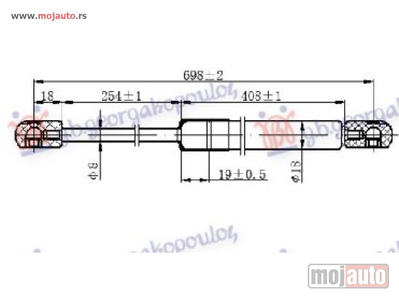 Glavna slika -  AMORTIZER GEPEK VRATA (700L-670N) Peugeot partner 02-08 -dostupno - MojAuto