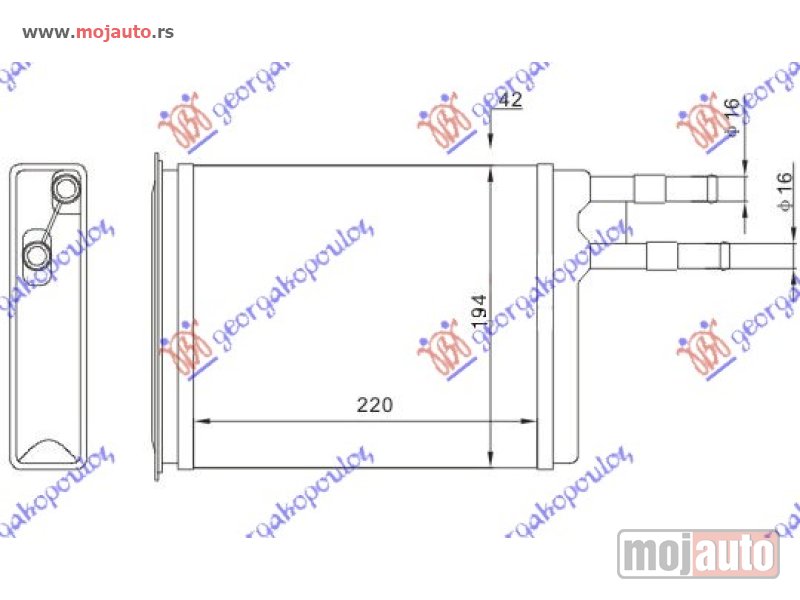 Glavna slika -  GREJAC KABINE (220x194) (TIP DELPHI) Fiat ducato 94-02 -dostupno - MojAuto