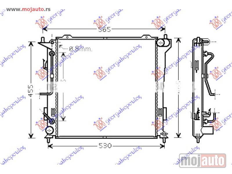 Glavna slika -  HLADNJAK MOTORA 1.6 CRDi DIZEL (AUTO) (450x450x26) Kia ceed 3d 07-10 -dostupno - MojAuto