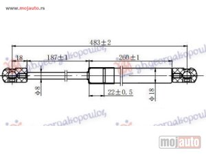 NOVI: delovi  AMORTIZER GEPEK VRATA (483L-535N) Dodge caliber 07- -dostupno