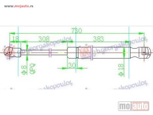 NOVI: delovi  AMORTIZER HAUBE (728L-265N) Vw golf vi 08-13 -dostupno
