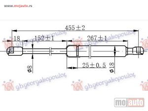 NOVI: delovi  AMORTIZER GEPEK STAKLA (455L-200N) Mazda tribute 02-08 -dostupno