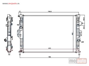 NOVI: delovi  HLADNJAK MOTORA 2.5 TURBO BENZIN (MAN-AUTO) (670x460) Ford kuga 08-13 -dostupno
