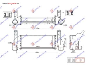 NOVI: delovi  HLADNJAK INTERKULERA 1.8 Di-TDCi DIZEL (340x128x62) -07 Ford transit connect 03-10 -dostupno