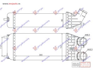 NOVI: delovi  HLADNJAK INTERKULERA 1.4-1.6 DIZEL (300x157x80) 48.5mm Peugeot partner 08-15 -dostupno