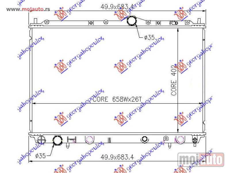 Glavna slika -  HLADNJAK MOTORA 1.9 TD (40.2x65.5x32) Volvo s40 95-00 -dostupno - MojAuto