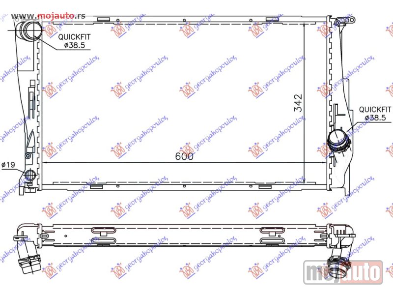 Glavna slika -  HLADNJAK MOTORA 3.0 (135i) BENZIN (MAN) - 2.0 (116D/118D/120D/123D) DIZEL (MAN/AUTO) (600x340x32) 1 TUBE Bmw x1 (e84) 13-15 -dostupno - MojAuto
