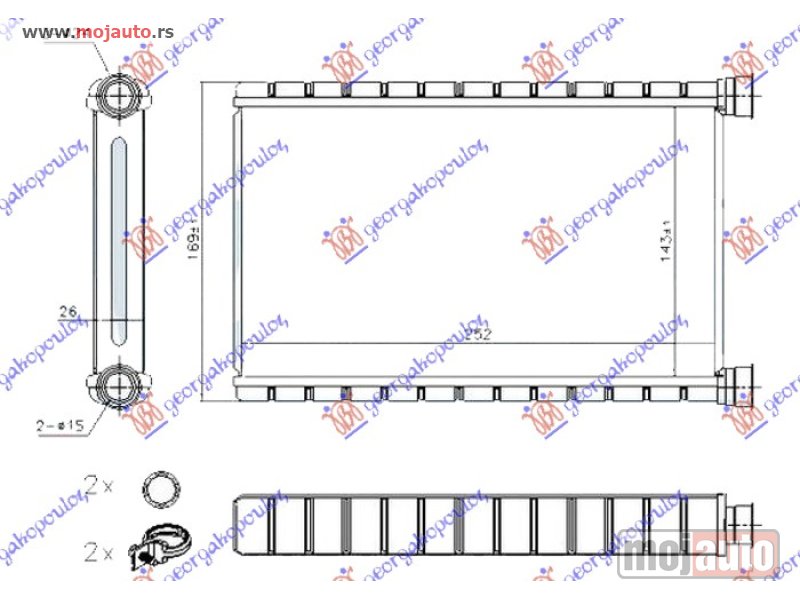 Glavna slika -  GREJAC KABINE (143x250x26) (TIP DENSO) Bmw series 3 (e90/91) sdn/s.w. 08-12 -dostupno - MojAuto
