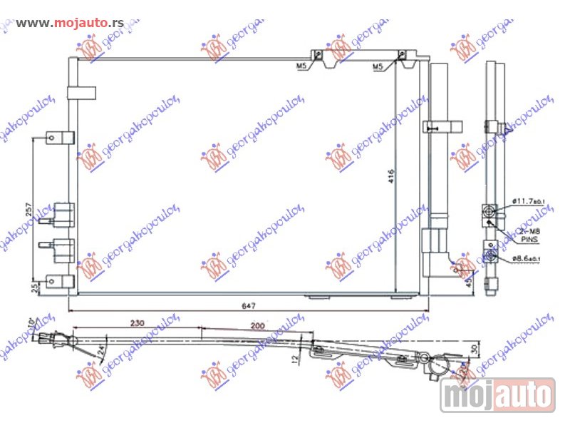 Glavna slika -  HLADNJAK KLIME 3.2 JTS BENZIN / 2.4 JTDM DIZEL (615x416x12) Alfa romeo spider 06- -dostupno - MojAuto