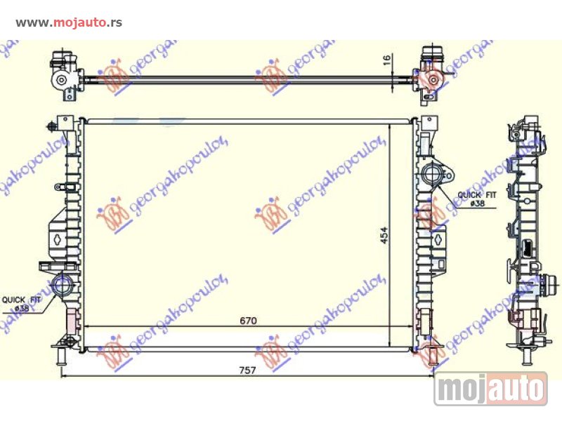 Glavna slika -  HLADNJAK MOTORA ZA SVE MODELE BENZIN/DIZEL (MAN) (670x454x16) Land rover freelander 07-14 -dostupno - MojAuto