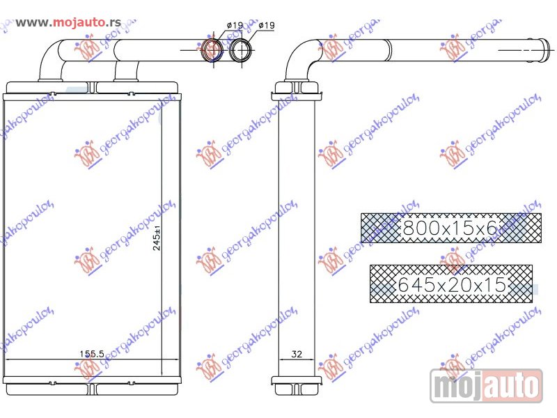 Glavna slika -  GREJAC KABINE (245x156x32) Chevrolet captiva 07-12 -dostupno - MojAuto