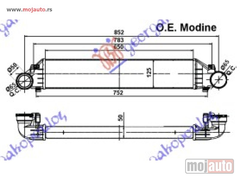 Glavna slika -  HLADNJAK INTERKULERA BENZIN-DIZEL (65x132x55) Mercedes clc (w203) coupe 01-08 -dostupno - MojAuto