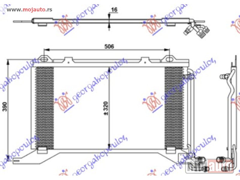 Glavna slika -  HLADNJAK KLIME 2.0 KOMPRESSOR - 2.0/2.2 CDI (570x320) Mercedes e class (w210) 96-99 -dostupno - MojAuto