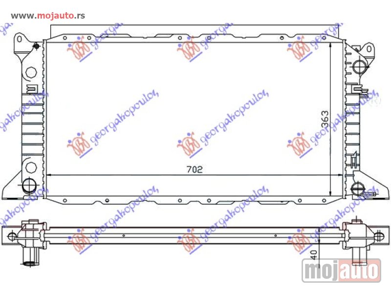 Glavna slika -  HLADNJAK MOTORA 2.0 BENZIN (+AC) (70x36x42) Ford transit 95-00 -dostupno - MojAuto