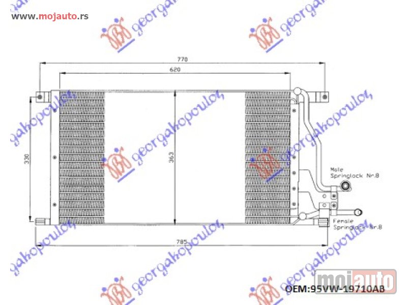 Glavna slika -  HLADNJAK KLIME BENZIN/DIZEL (65x36.5) Ford transit 95-00 -nedostupno - MojAuto