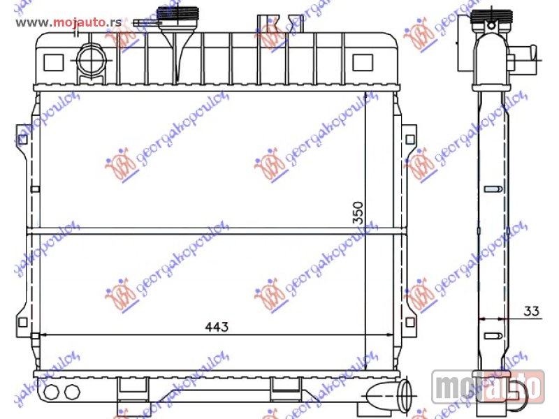 Glavna slika -  HLADNJAK MOTORA 1.6/1.8cc (+/-AC) (44x35) Bmw series 5 (e28) 81-88 -nedostupno - MojAuto