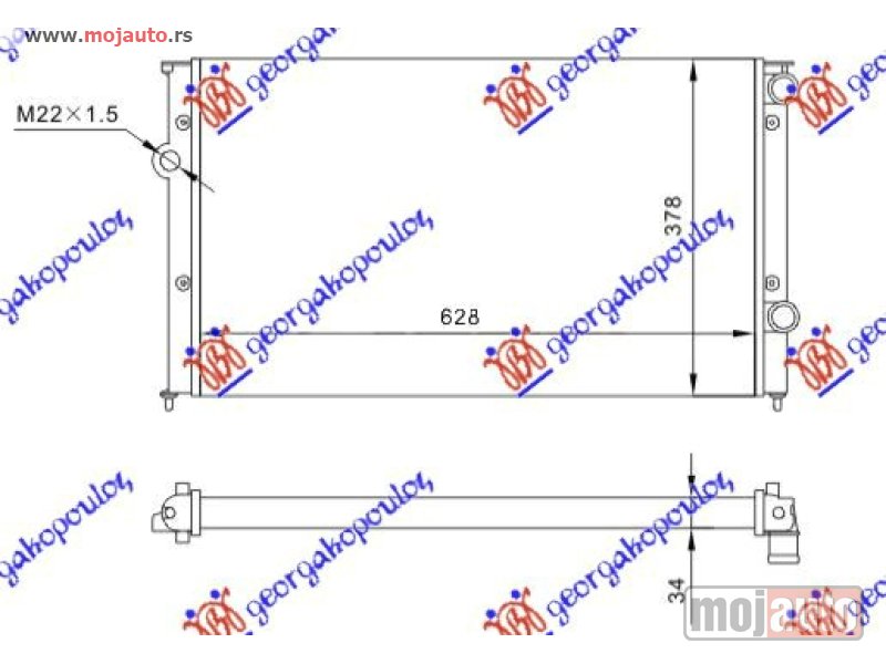 Glavna slika -  HLADNJAK MOTORA 1.9 TDI (62.5x37.9x3.2) Vw golf iii 92-98 -dostupno - MojAuto