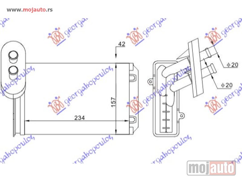 Glavna slika -  GREJAC KABINE (234x157x42) Vw passat 89-93 -dostupno - MojAuto