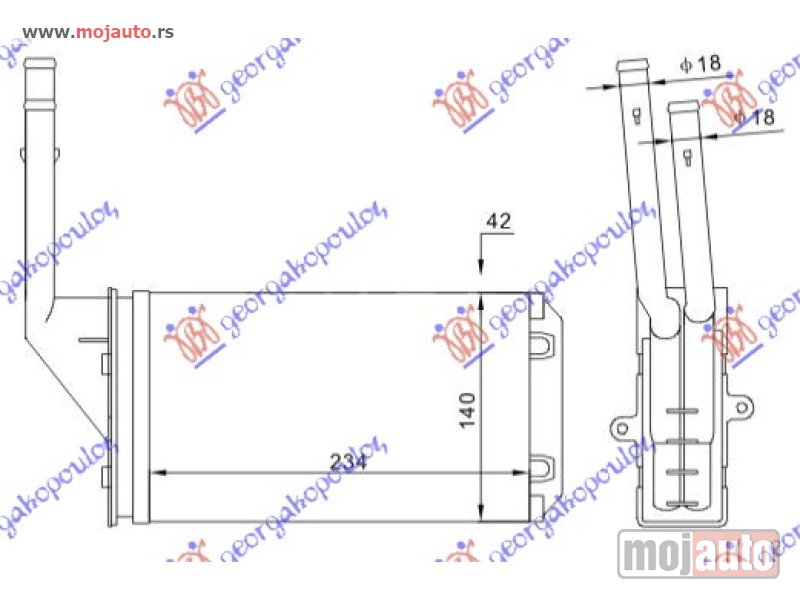 Glavna slika -  GREJAC KABINE (234x140) Peugeot 106 92-95 -dostupno - MojAuto