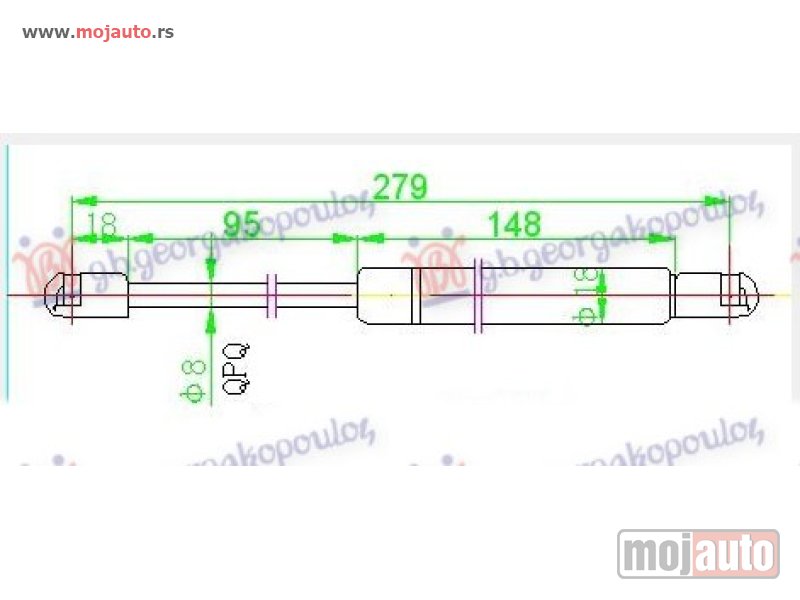 Glavna slika -  AMORTIZER GEPEK VRATA 4 VRATA (279L-490?) Vw passat 97-00 -dostupno - MojAuto