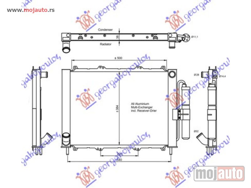 Glavna slika -  HLADNJAK MOTORA I KLIME (51x38x3.8) Renault kangoo 03-08 -dostupno - MojAuto