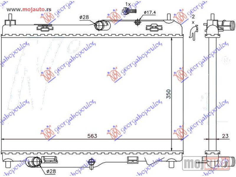 Glavna slika -  HLADNJAK MOTORA 1.4/1.6 TDCI (MAN) (+/-AC) (56.3x35) Ford fiesta 08-13 -dostupno - MojAuto