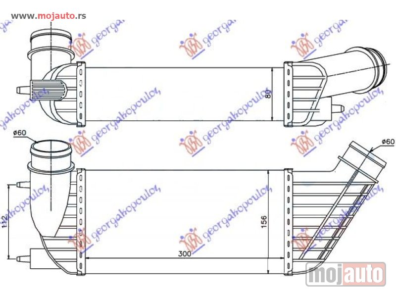 Glavna slika -  HLADNJAK INTERKULERA 2.0-2.2 Hdi-JTD (376x134x65) Peugeot 807 02-14 -dostupno - MojAuto