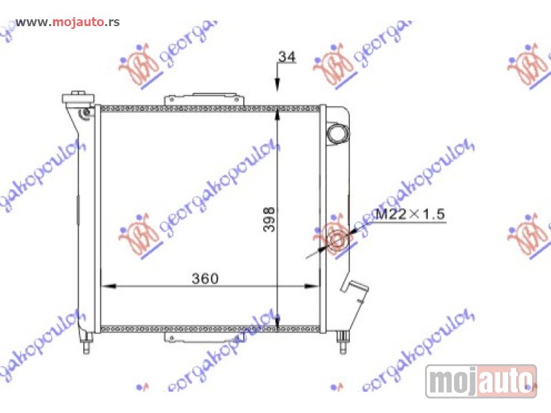 Glavna slika -  HLADNJAK MOTORA BENZIN (-AC) (36x39.3x2.2) Renault express 88-91 -dostupno - MojAuto